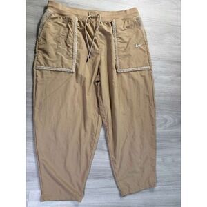 Nike Women's Cargo Pants Tan Sherpa Trim Drawstring Casual Athleisure XXL